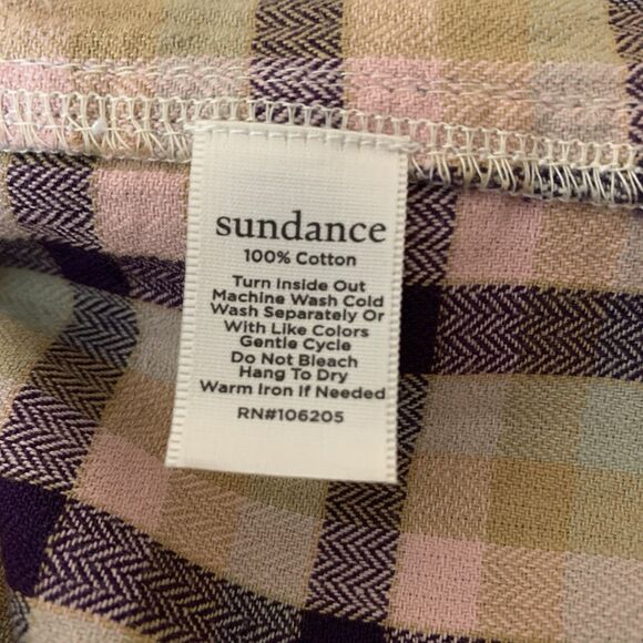 Sundance Pearl Snap Buttons Plaid L/S Shirt Purple Pink Puff Shoulder Sz M - Picture 7 of 7